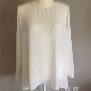 Vince Camuto White Sheer Top Blouse Tunic Size M